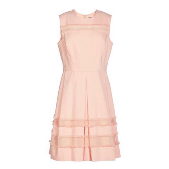 Lela Rose Blush Pink Grace Full-Skirt Fringe-Trim Mini Dress sz 4 - Picture 4 of 13